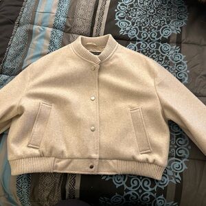 Zara Cream Bomber Jacket